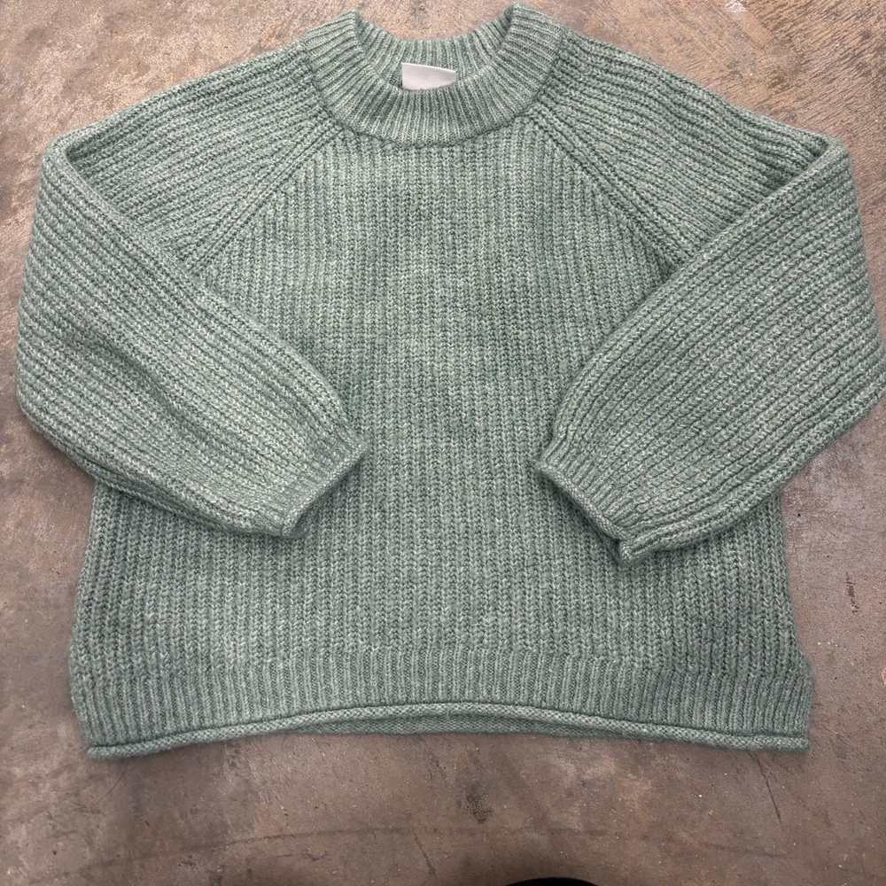 Zara Chunky knit sweater preppy Cottage core  Mint Green Girls 4-5